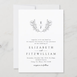 Convites Solo Simples de Cerejeira e Flor de Monograma