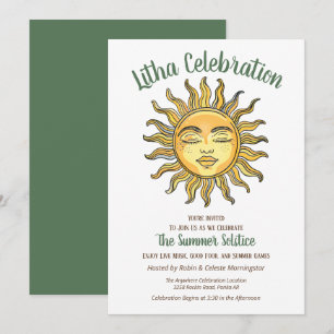 Convites Solstício de Verão Litha Sol Amarelo Sorridente