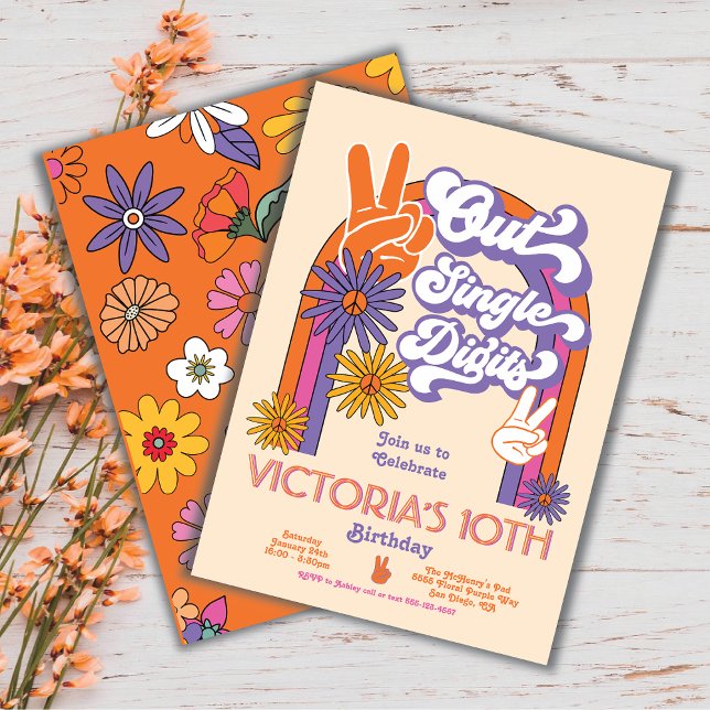 Convites Solteiro Dígitos do Peace Out Festa de aniversário (Criador carregado)