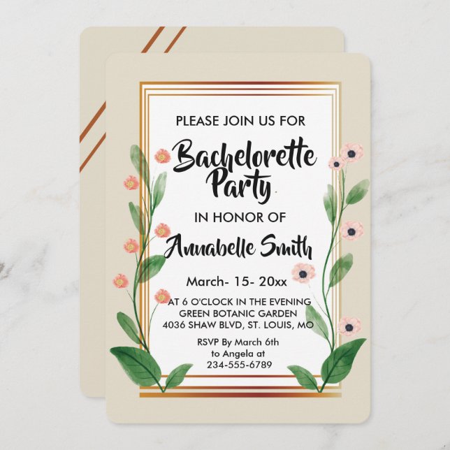 Convites Solteiro sofisticado clássico e elegante (Frente/Verso)