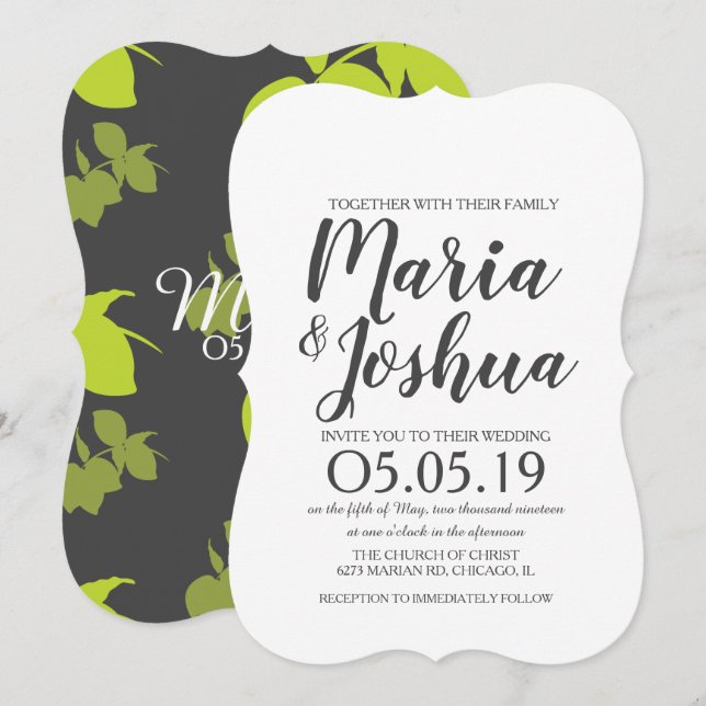 Convites Sombra de Limão Cítrico Casamento Lima (Frente/Verso)