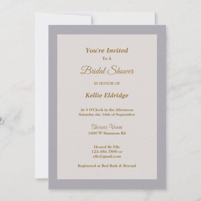 Convites Sombras De Chá de panela Com Moldura De Cinza (Frente)