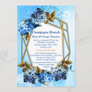 Convites Sombras do Chá Casal de Hydrangeas de Aquarela Azu