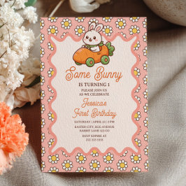 Convites Some Bunny Easter Baby Girl 1st Birthday Party