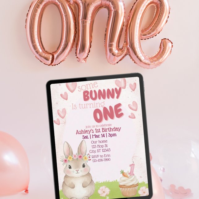Convites Some Bunny First Birthday, Pink Invitation (Criador carregado)