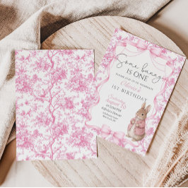 Convites Some Bunny Is One Girl  1st Birthday Invitation