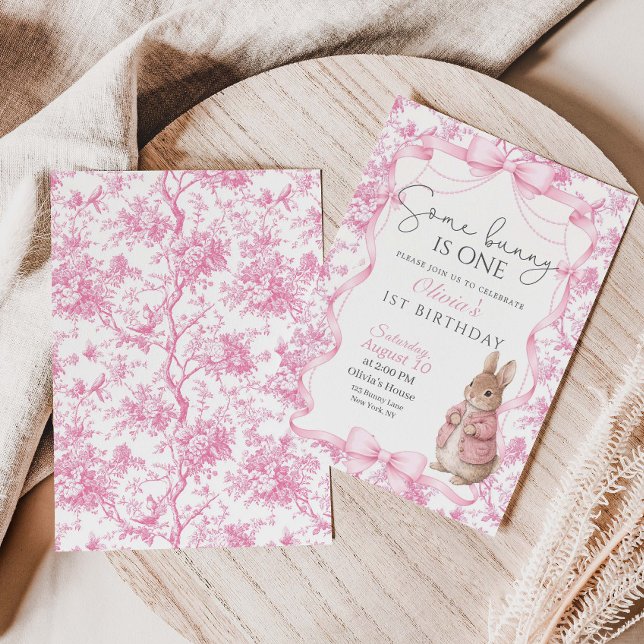Convites Some Bunny Is One Girl  1st Birthday Invitation (Criador carregado)