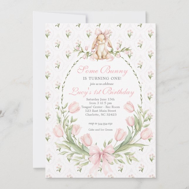 Convites Some Bunny is One Invitation, Bunny Birthday (Frente)