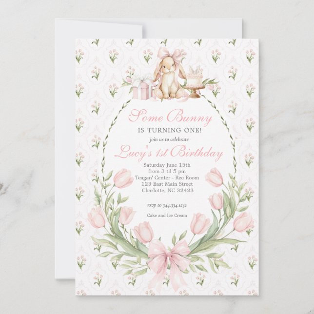 Convites Some Bunny is One Invitation, Bunny Birthday (Frente)