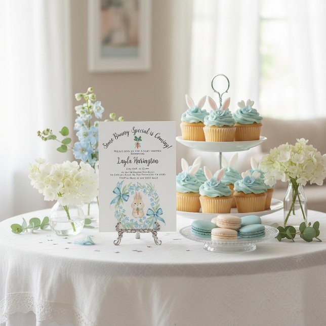 Convites Some Bunny Special Is Coming Wreath Baby Shower  (Criador carregado)