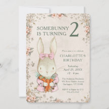 Somebunny is Turning Two 2nd Birthday Invitation