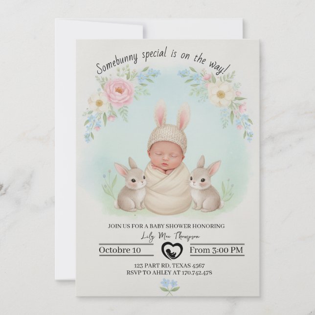 Convites Somebunny Special Is on the Way – Baby Shower  (Frente)