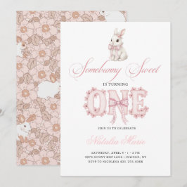 Convites Somebunny Sweet 1st Birthday Spring Floral Invitat