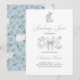 Convites Somebunny Sweet 1st Birthday Spring Floral Invitat