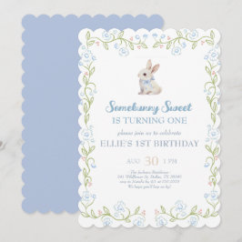 Convites Somebunny Sweet Bunny 1st Birthday Spring Floral I