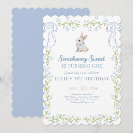Convites Somebunny Sweet Bunny 1st Birthday Spring Floral I