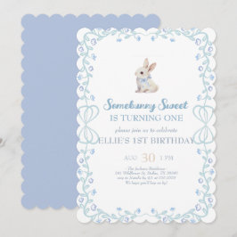 Convites Somebunny Sweet Bunny 1st Birthday Spring Floral I