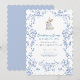 Convites Somebunny Sweet Bunny 1st Birthday Spring Floral I