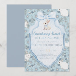 Convites Somebunny Sweet Bunny 1st Birthday Spring Floral I