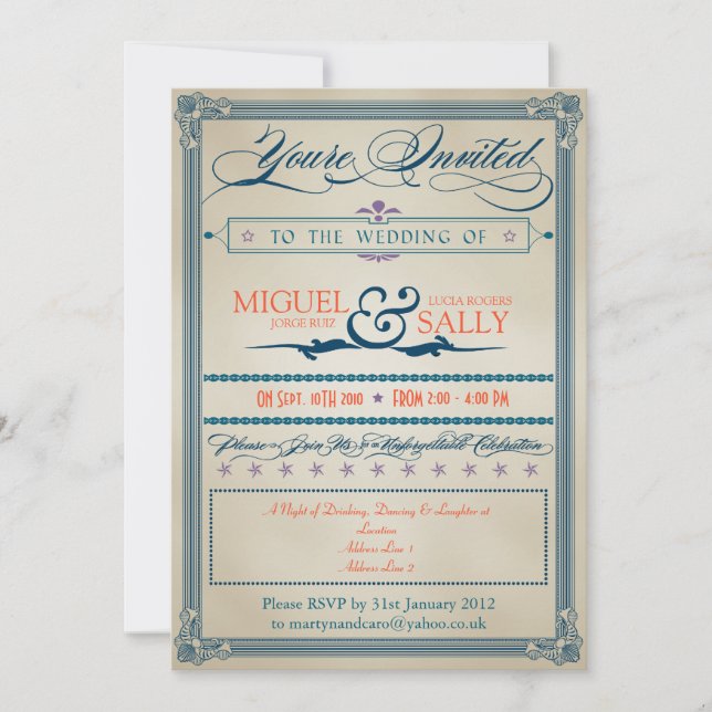 Convites Somente noites de casamento vintage (Frente)
