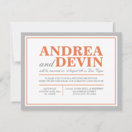 Convites somente para Recepção de Casamento Cinza 