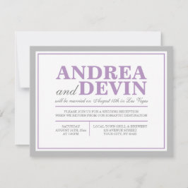 Convites somente para Recepção de Casamento Cinza 