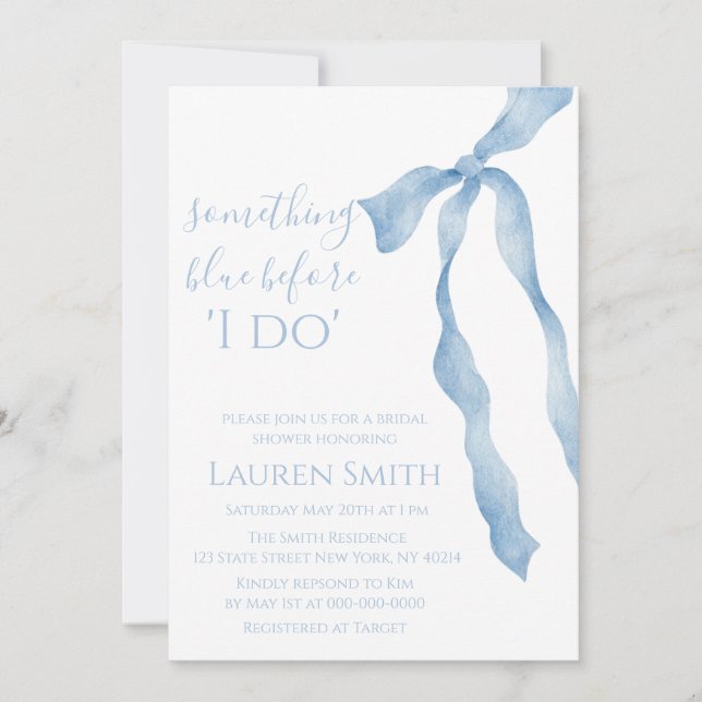 Convites Something Blue Before I Do" Bridal Shower Invitati (Frente)