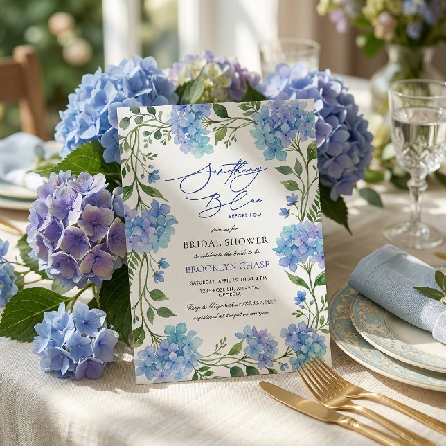 Convites Something Blue Before I Do Hydrangea Bridal Shower (Criador carregado)