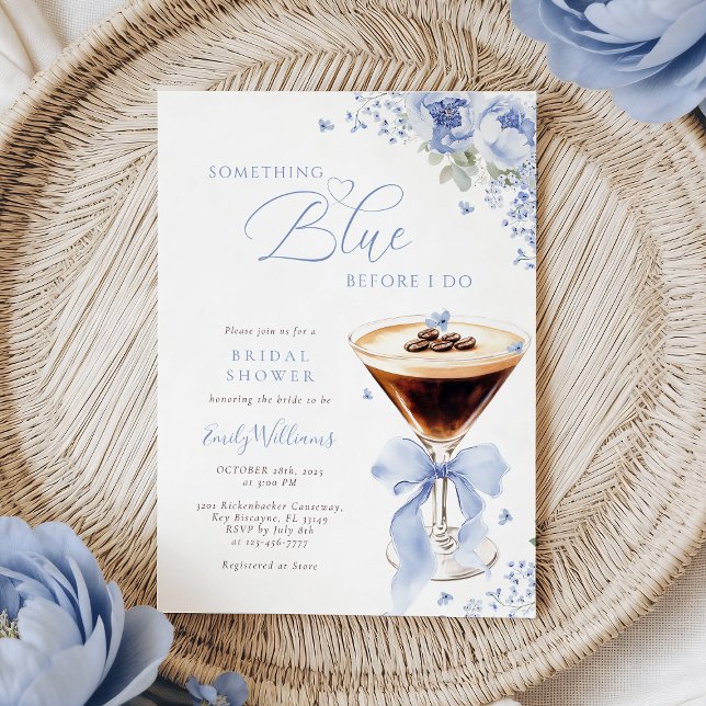 Convites Something Blue Bow Coffee Bridal Shower (Criador carregado)
