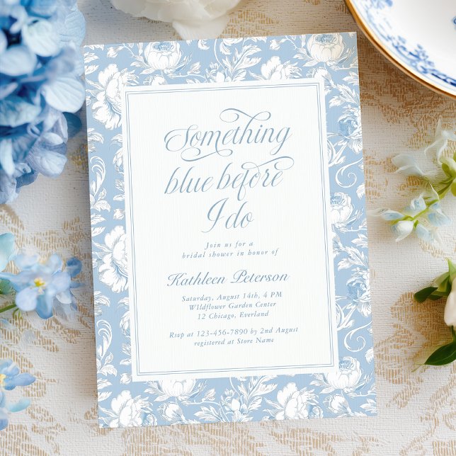 Convites Something Blue Chinoiserie Bridal Shower  (Criador carregado)