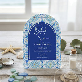 Convites Something Blue Coastal Mediterranean Bridal Shower