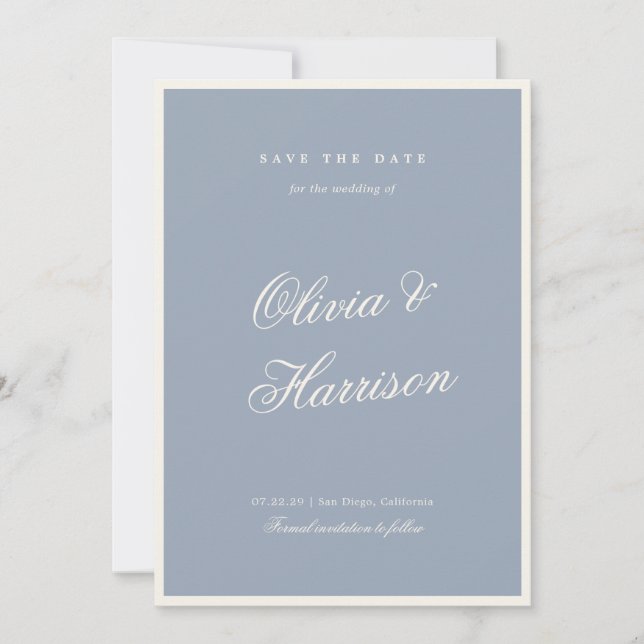Convites Something Blue Elegant Save the Date Card (Frente)
