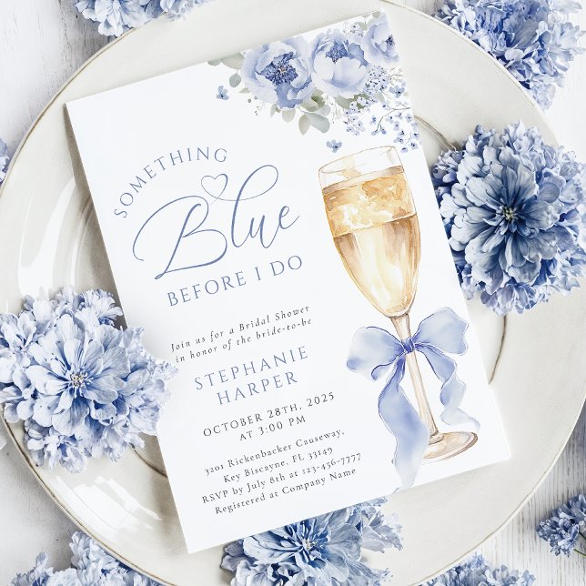 Convites Something Blue Floral Bridal Shower Invitation (Criador carregado)