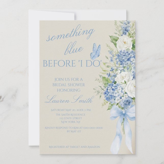 Convites Something Blue Hydrangea Bridal Shower Invitation (Frente)