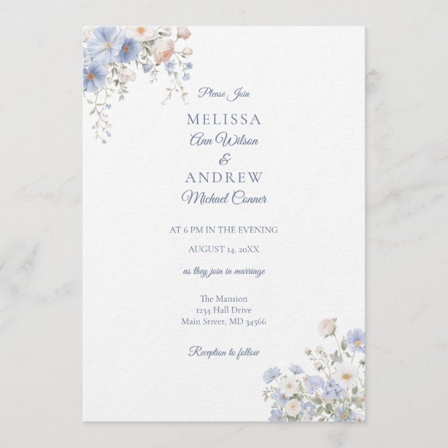 Convites Something Blue Wedding Invitation Suite (Frente)