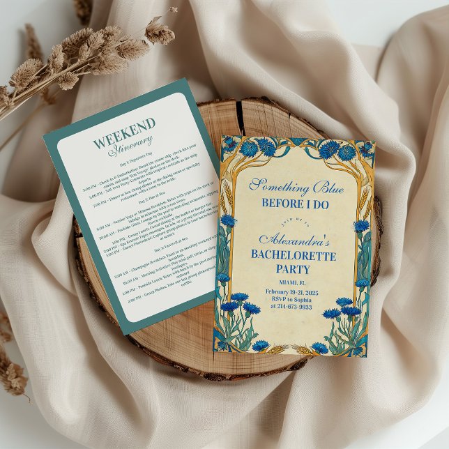 Convites Something Blue Wildflower Bachelorette Party (Criador carregado)