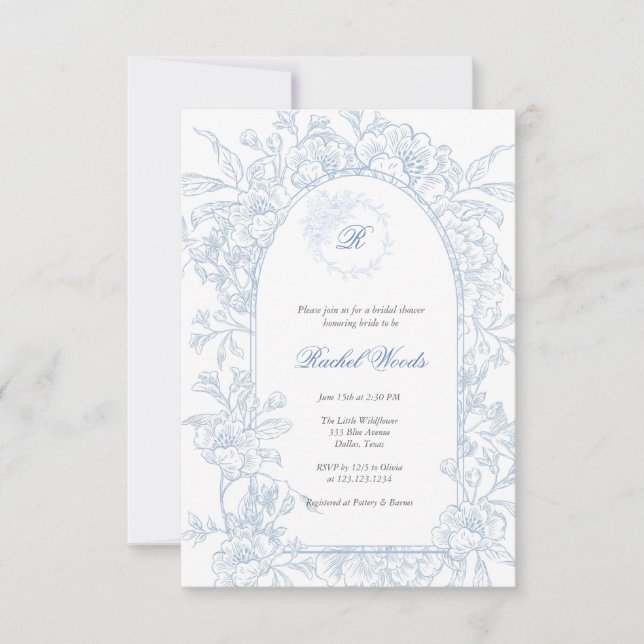 Convites Something Blue Wildflower Bridal Shower Invitation (Frente)