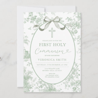 Convites Something Green Vintage Toile First Holy Communion
