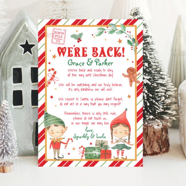Convites Somos a Carta de Volta do seu Elf de Natal (welcome your elf back with this personalized we are back Christmas elf letter. Print from home.)