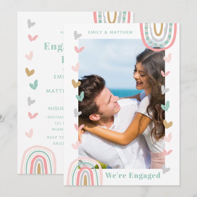 Convites Somos a Festa de noivado Moderna de Fotografias En (Frente/Verso)