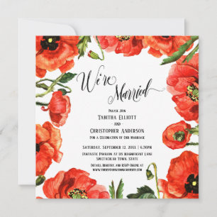 Convites Somos Casados com Poppies Vermelhos Apenas Recepçã
