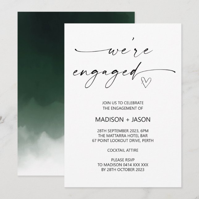 Convites Somos Simples Festa de noivado Preta Branco Envolv (Frente/Verso)