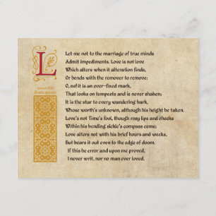 Convites Soneto 116 (CXVI) de Shakespeare em Pergaminho