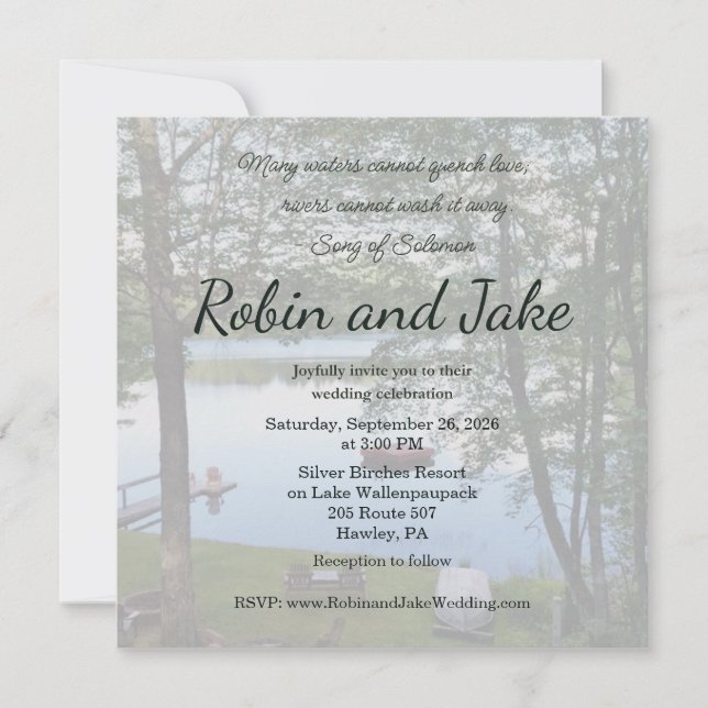 Convites Song of Solomon Lake Photo Wedding Invitation (Frente)