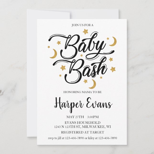 Convites Sonhando com estrelas e luas (Frente)