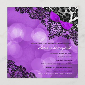 Convites Sonho 311 no leopardo e na violeta de Bachelorette