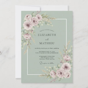 Convites Sonho Botânico de Casamento em Verde Sage