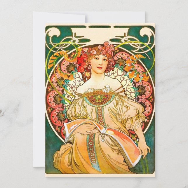 Convites Sonho de Alphonse Mucha Art Nouveau (Frente)