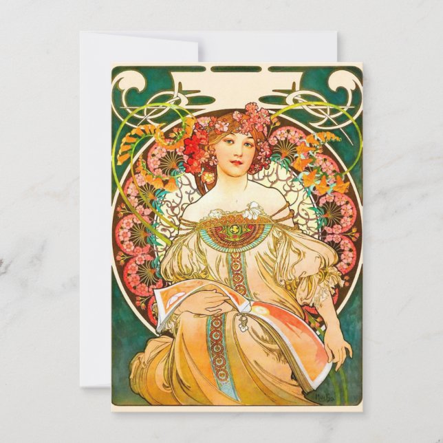 Convites Sonho de Alphonse Mucha Art Nouveau (Frente)
