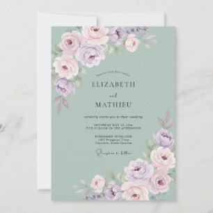 Convites Sonho de Aquarela Verde Salvia Casamento